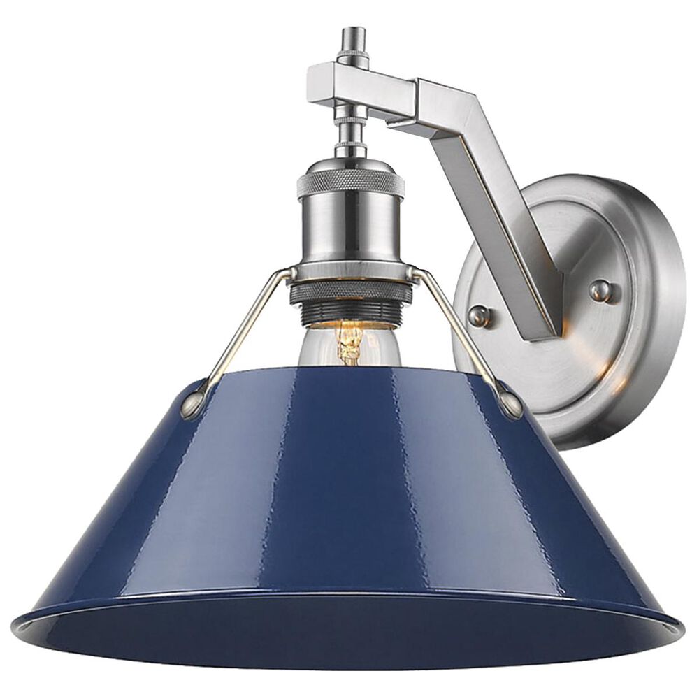 Golden Lighting Orwell PW 1-Light Wall Sconce in Pewter with Navy Blue Shade, , large