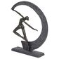 Maple and Jade 15" x 12" Resin Dancer and Crescent Moon Shaped Sculpture in Dark Gray and Gold, , large
