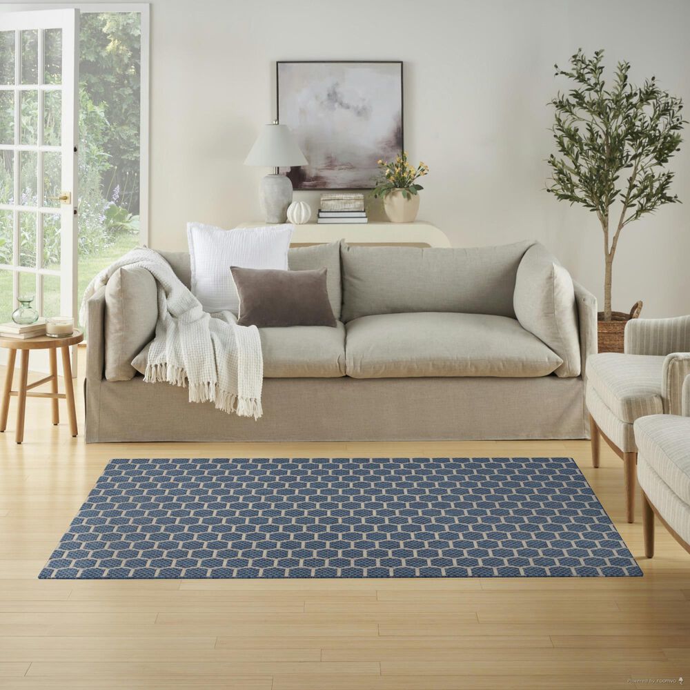 Nourison Twist Reversible 4&#39; x 6&#39; Blue Indoor/Outdoor Area Rug, , large