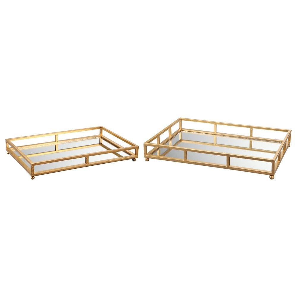 Moe's Home Collection Grid Tray Rectangle in Gold (Set of 2), , large