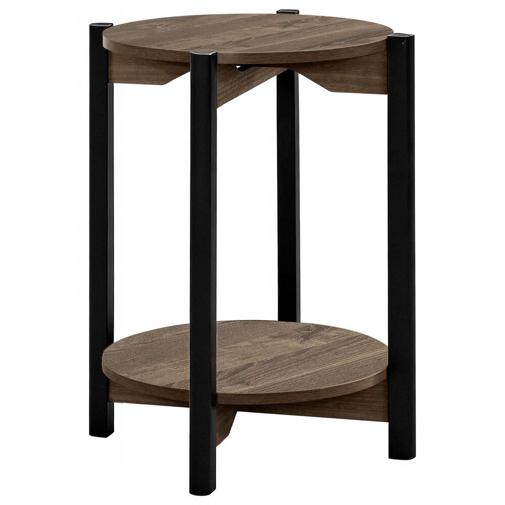 Furniture of America Elovier End Table with Open Shelf in Dark Gray and Black, , large