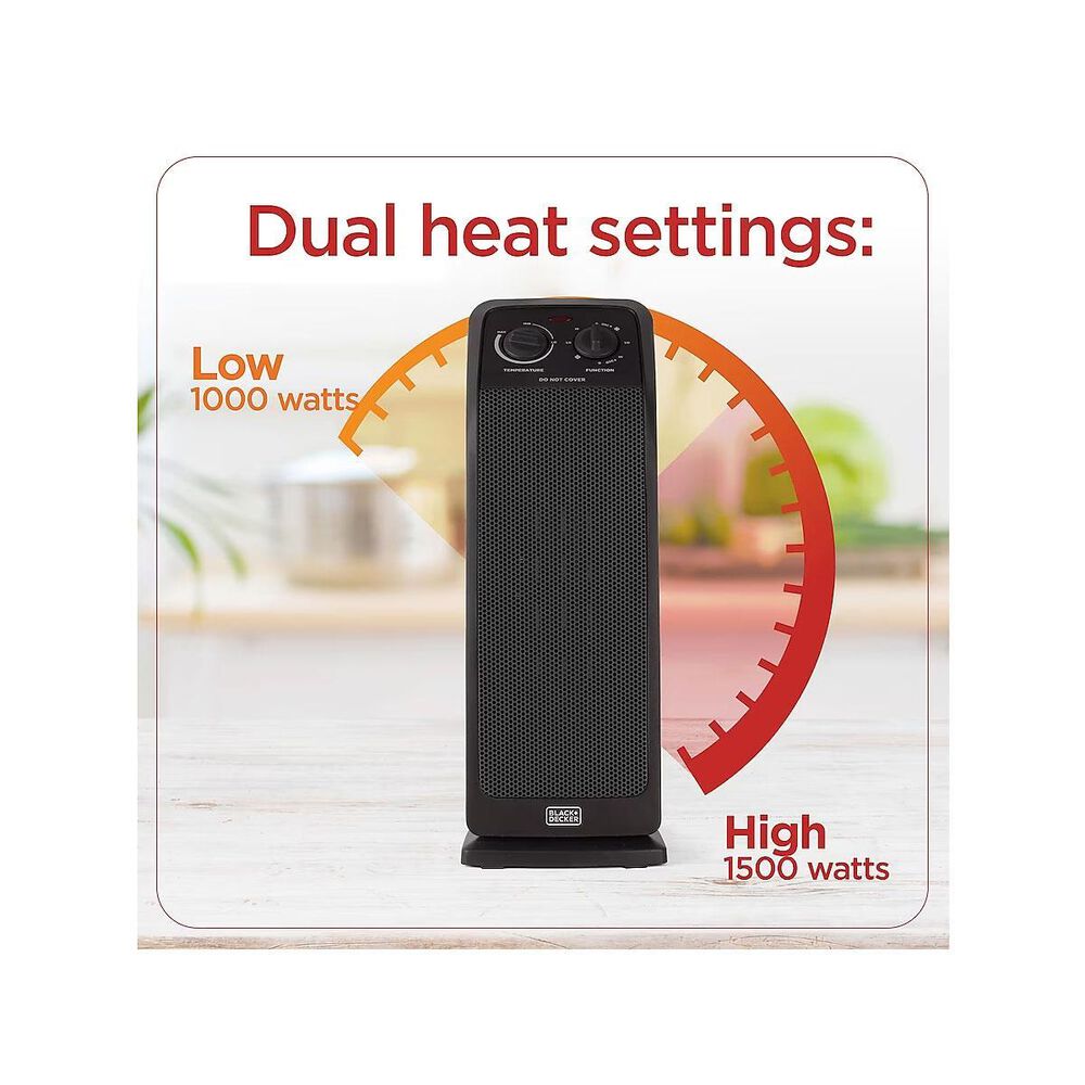 Black+Decker 1500-Watt Ceramic Tower Heater, , large