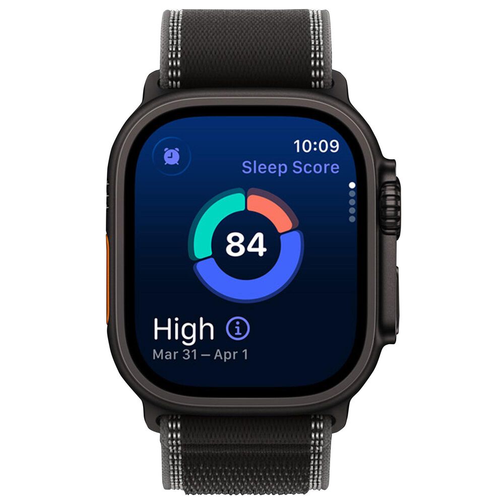 Apple Watch Ultra 3 (GPS+Cellular) 49mm Titanium Case with Black/Charcoal Trail Loop - S/M in Black and 2-Year AppleCare+, , large