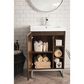 James Martin Vanities Alicante 24" Single Bathroom Vanity in Mid Century Acacia and Brushed Nickel with 5 cm White Glossy Resin Top and Rectangular Sink, , large