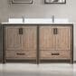 Lexora Home Ziva 60" Double Bathroom Vanity in Rustic Barnwood with 2 cm White Cultured Marble Top and Rectangular Sinks, , large