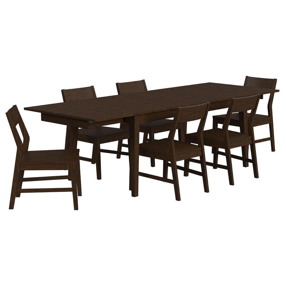 A-America Berkley Dining Table and 6 Dining Side Chairs in Coffee, , large