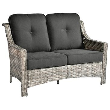 HOMLUX Outdoor Rattan Loveseat with Ergonomic in Black, , large