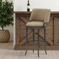 Armen Living Torres Bar Height Stool with Mushroom Brown Upholstery in Antique Pewter, , large