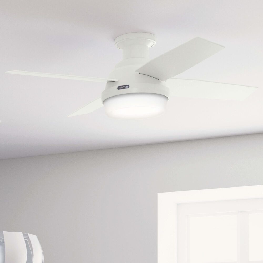 Hunter Dempsey Low Profile 44&quot; Ceiling Fan with LED Lights in Fresh White, , large