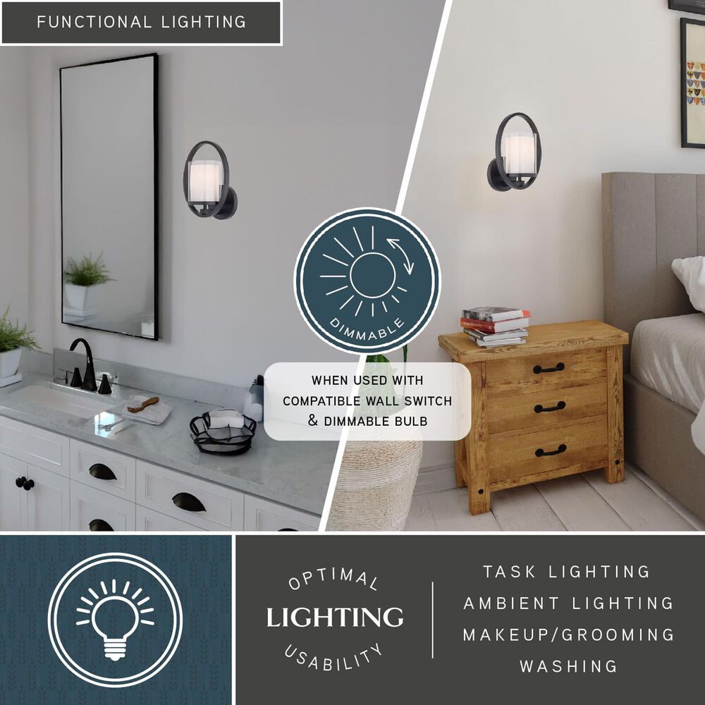 Vaxcel Princeton 1-Light Wall Sconce in Black, , large