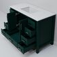 Lexora Home Jacques 48" Single Bathroom Vanity in Green with 2 cm White Cultured Marble Top and Rectangular Sink, , large