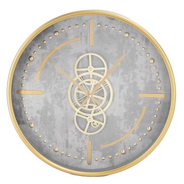 A&B Home Wall Clock with Gear Design in Gray and Gold, , large
