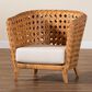 Baxton Studio Daiwa Accent Chair with Light Honey Rattan in White, , large