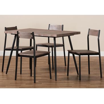 Baxton Studio Mave 5-Piece Dining Set in Walnut/Black, , large