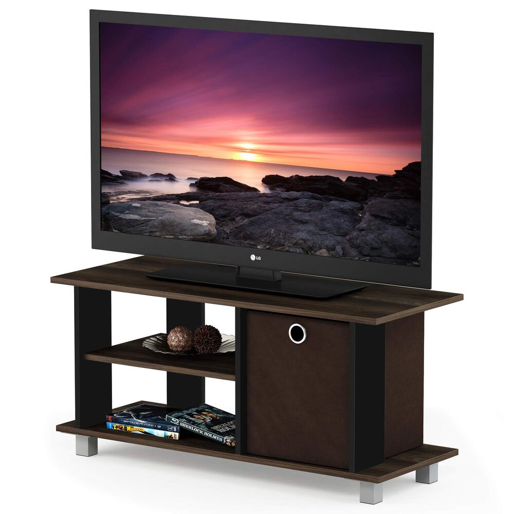 HOMLUX 31.5" Entertainment Center TV Stand with Bin Drawers in Columbia Walnut and Dark Brown, , large