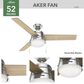 Hunter Aker 52" Ceiling Fan with LED Lights in Brushed Nickel, , large