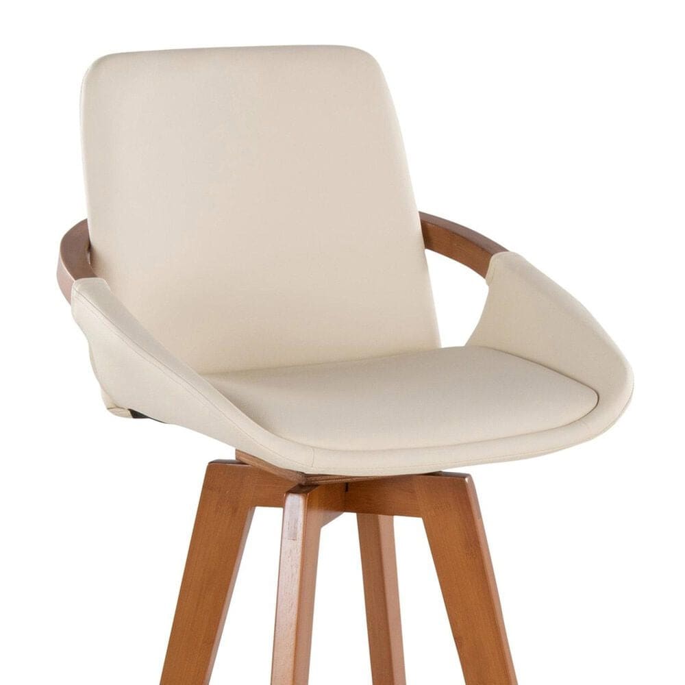 Lumisource Cosmo Swivel Barstool with Cream Cushion in Walnut and Black, , large