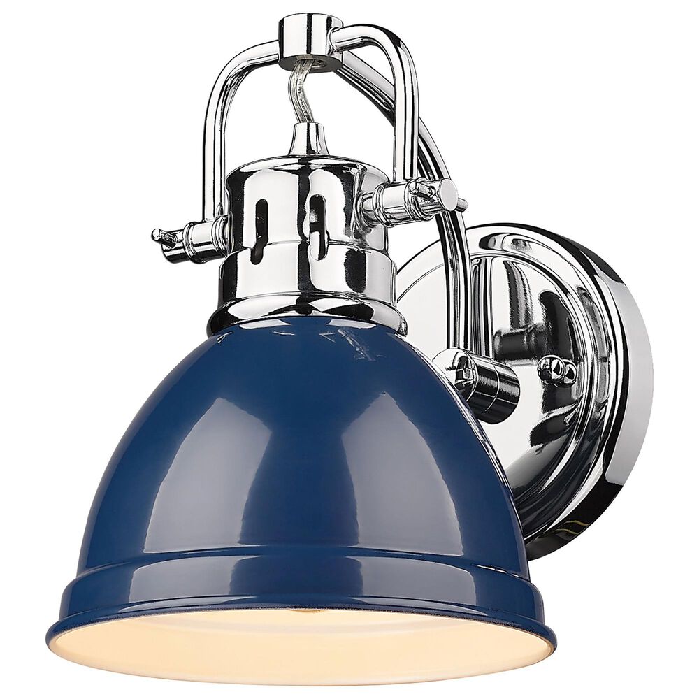 Golden Lighting Duncan 1-Light Bath Vanity with Navy Shade in Chrome, , large
