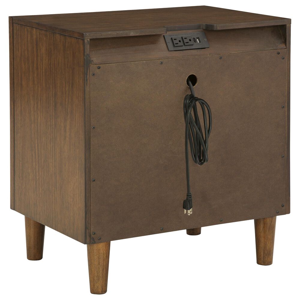 Ashley Lyncott Queen Panel Bed and Two Nightstands in Medium Brown, , large