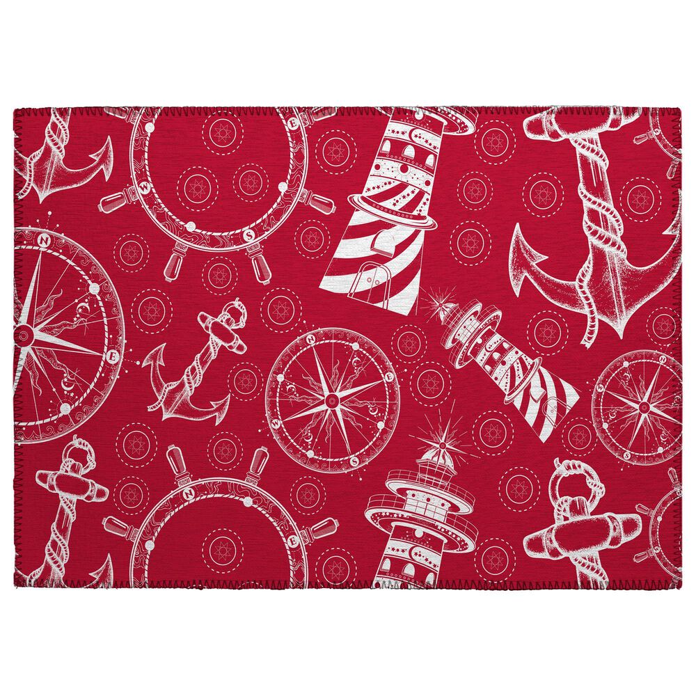 Dalyn Rug Company Harbor Nautical 1"8" x 2"6" Red Indoor/Outdoor Area Rug, , large