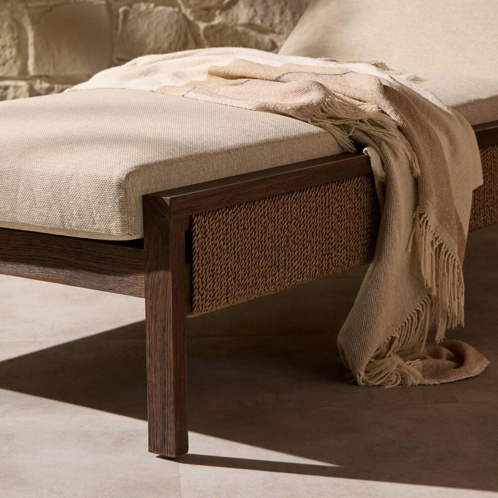 Four Hands Brio Outdoor Chaise Lounge in Ellor Beige and Stained Saddle Brown, , large
