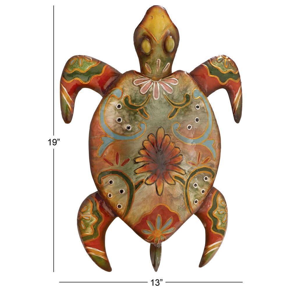 Maple and Jade 19&quot; x 13&quot; Turtle Outdoor Wall Decor in Multicolor, , large