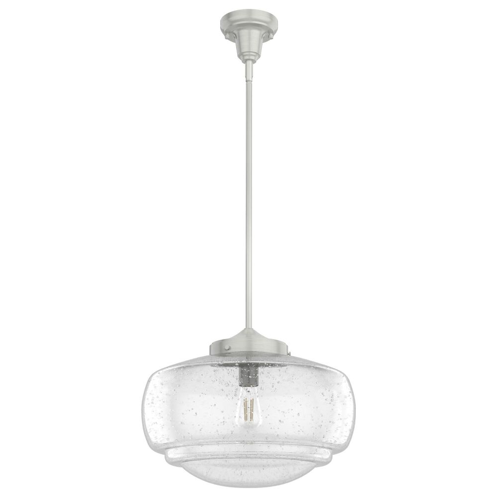 Hunter Saddle Creek 16" 1-Light Pendant with Clear Seeded Shade in Brushed Nickel, , large