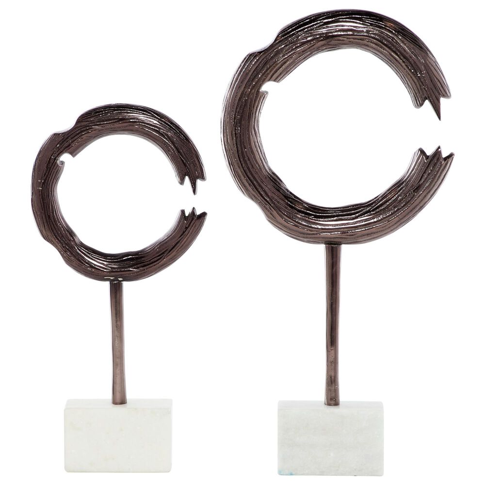 Venus Williams Collection Round Abstract Circular Sculpture in Polished Brown and White (Set of 2), , large