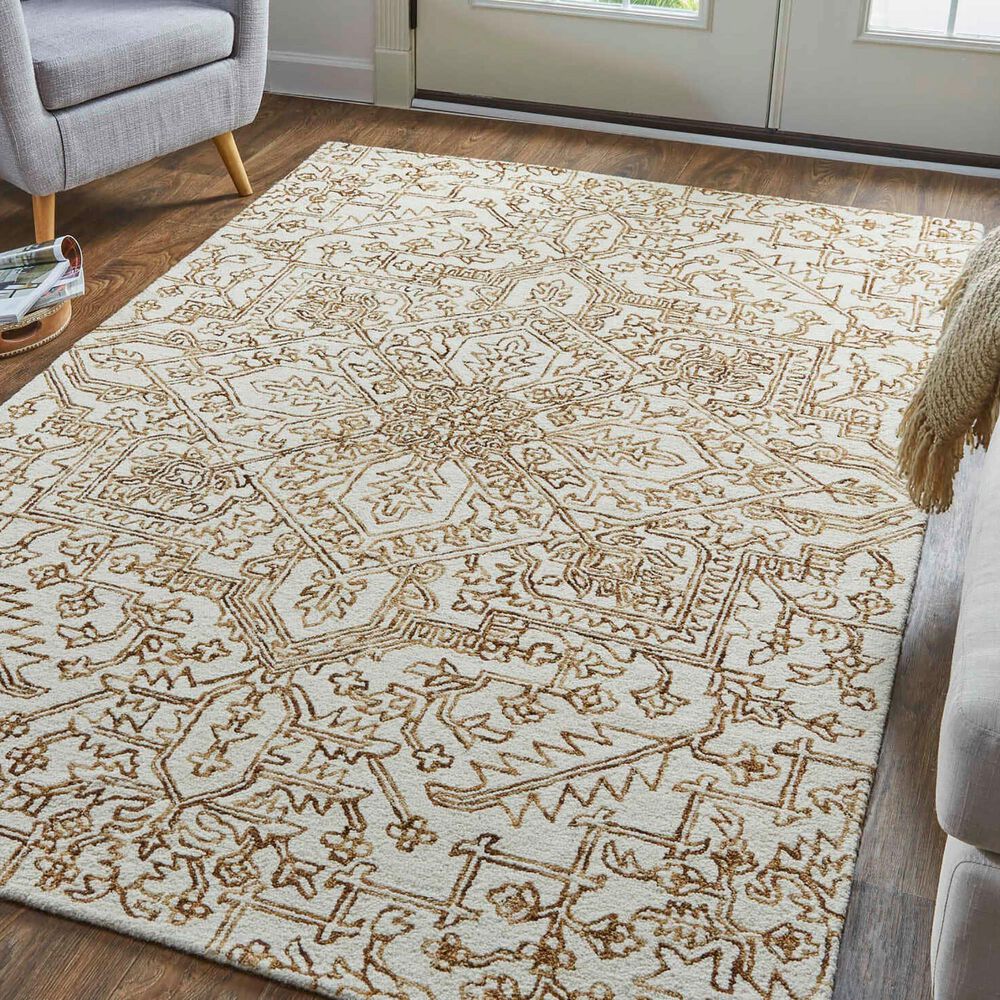 Feizy Belfort 8&#39; x 10&#39; Ivory and Brown Area Rug, , large