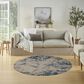 Nourison Rustic Textures RUS16 Grey and Blue 7"10" Round Area Rug, , large