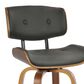 LumiSource Lombardi 26" Swivel Counter Stool with Grey Faux Leather Upholstery in Walnut and Black (Set of 2), , large