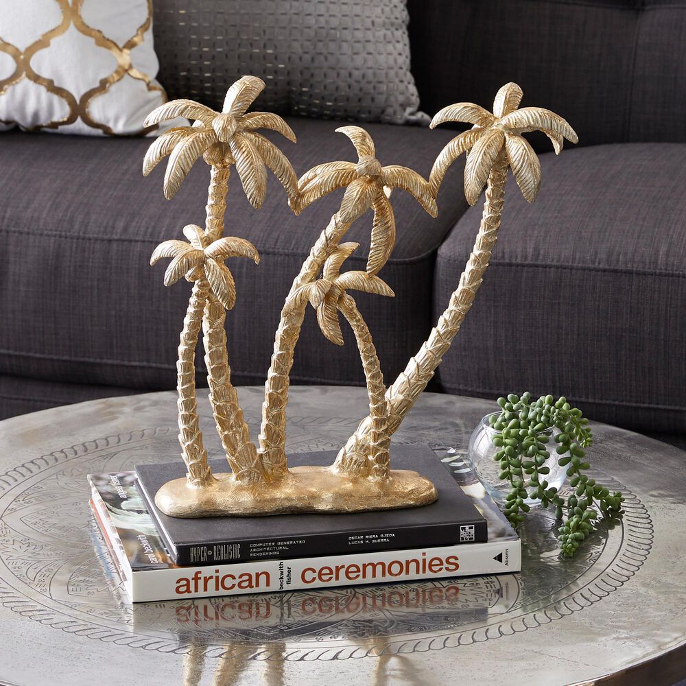 Maple and Jade Coconut Trees Sculpture in Gold, , large