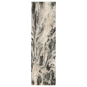 Nourison Elegance 2"2" x 7"6" Charcoal, Beige and Cream Runner, , large