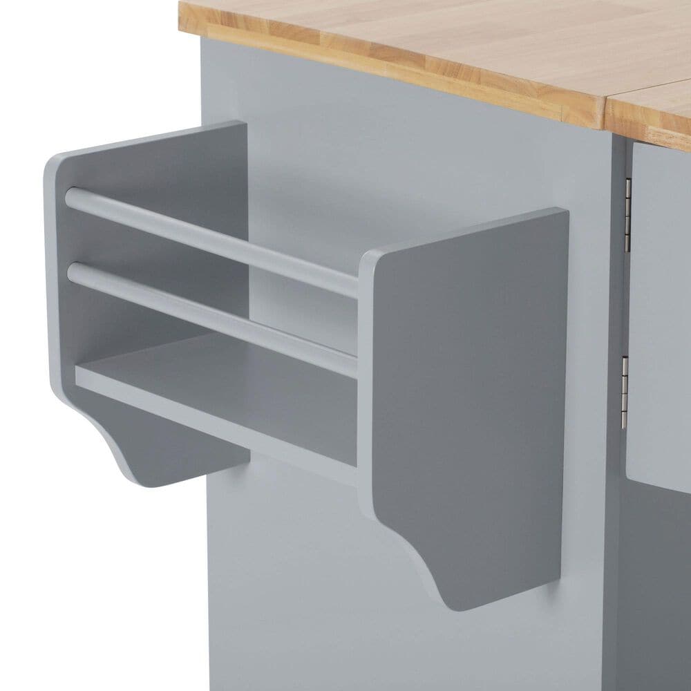HOMLUX 59" Kitchen Island with 2 Pull Out Cabinet Organizers in Grey, , large