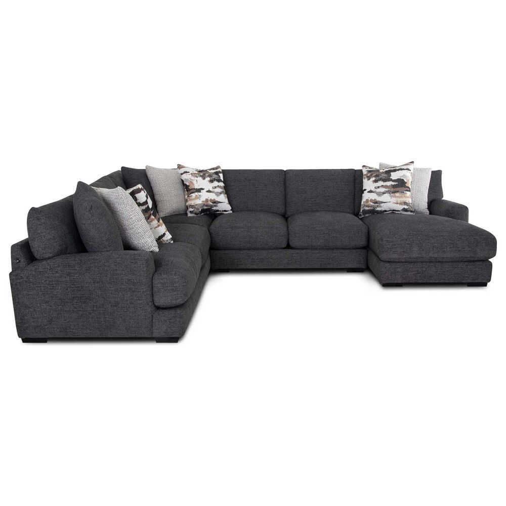 Moore Furniture Collins 4-Piece Right Facing Sectional with Chaise in Mandy Slate, , large