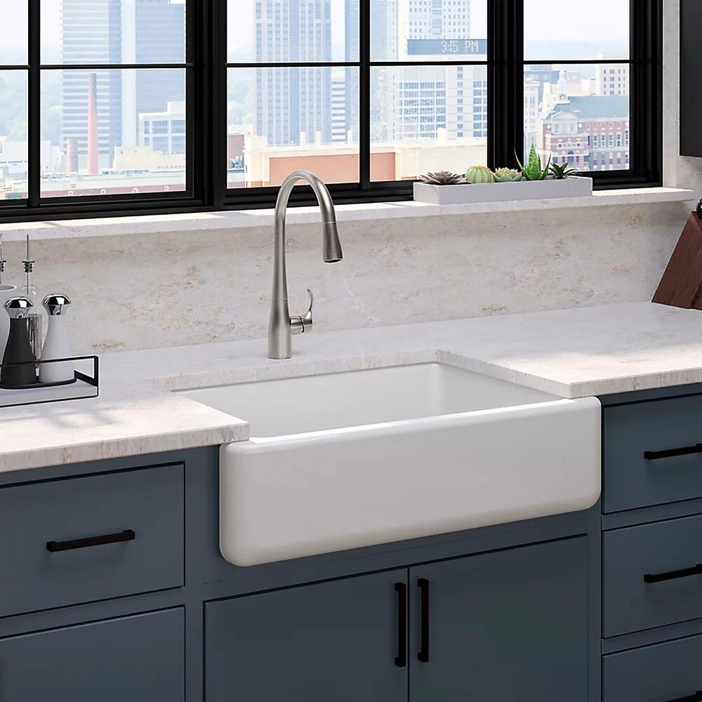 Kohler Whitehaven 33&quot; Undermount Single-Bowl Farmhouse Kitchen Sink in White, , large