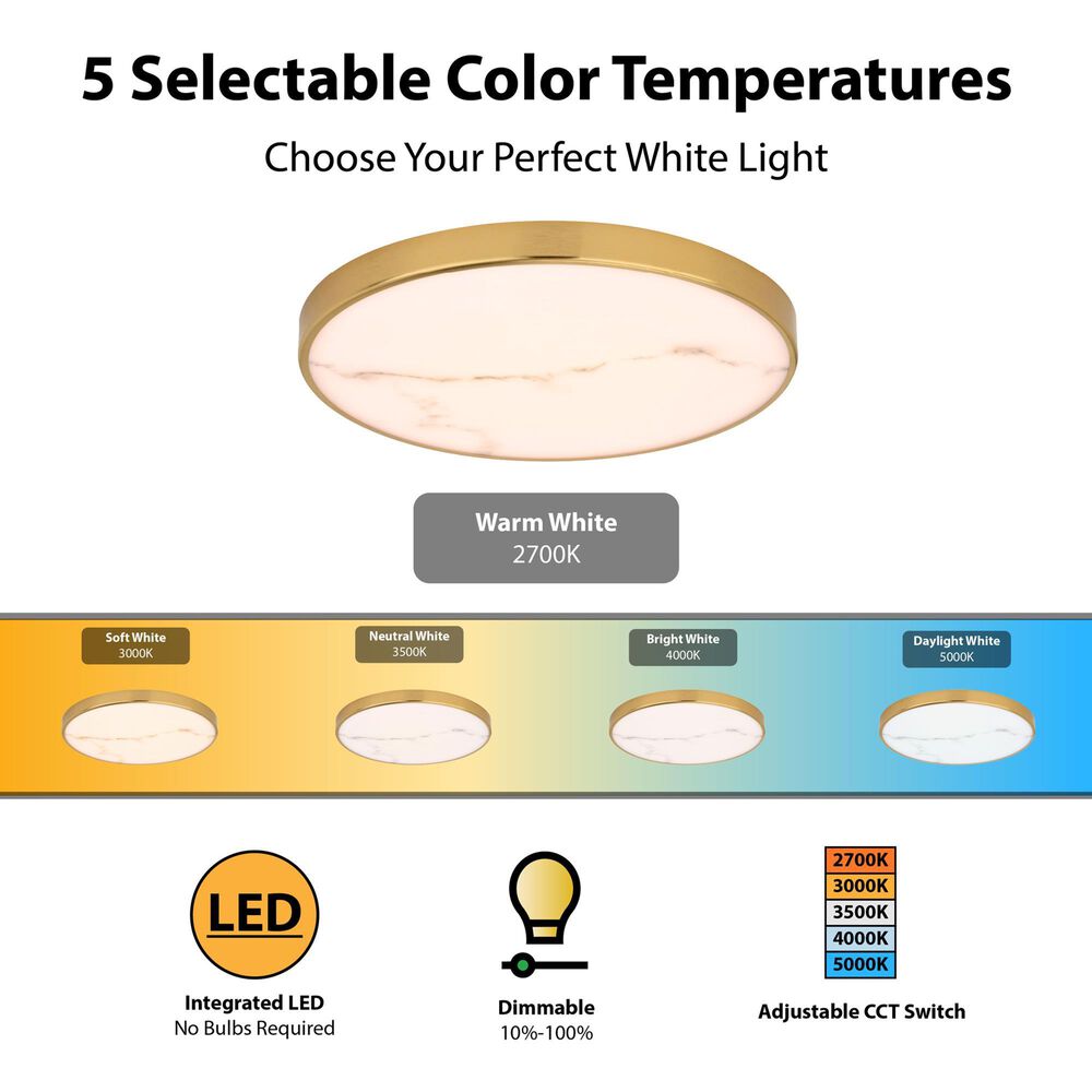 Vaxcel Aurelia 12" 1-Light Flush Mount in Brushed Brass, , large