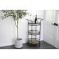 Maple and Jade 3-Shelf Bar Cart with Handle in Matte Black, Natural Brown and Clear, , large