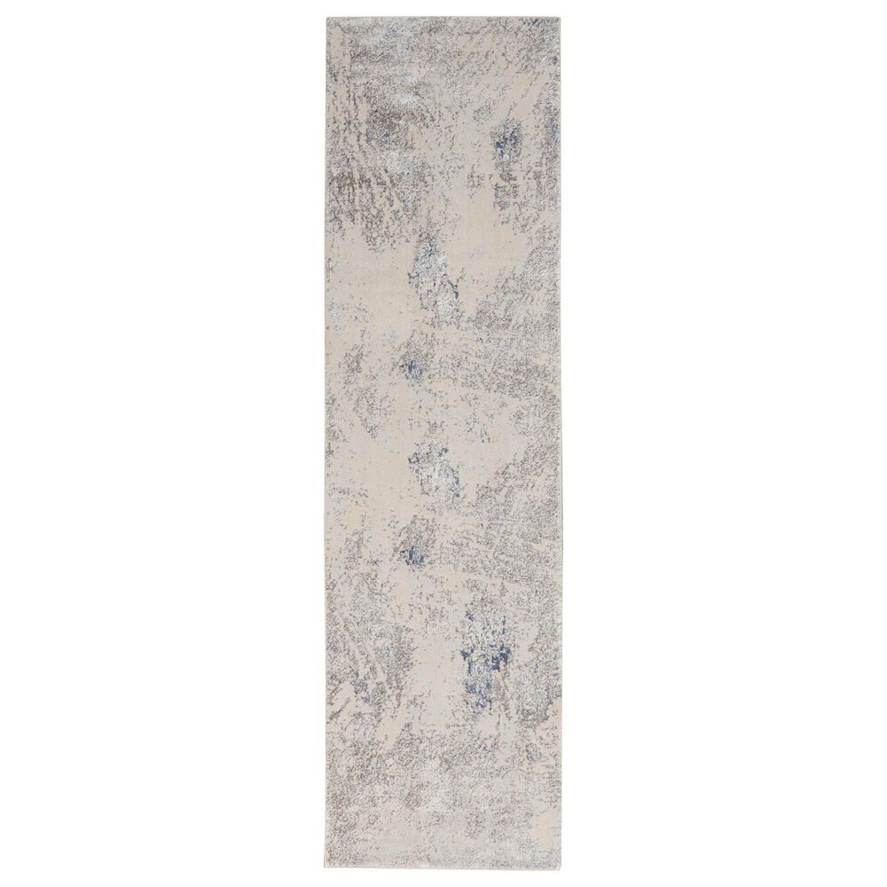 Nourison Silky Textures SLY06 2"2" x 7"6" Ivory and Grey Runner, , large