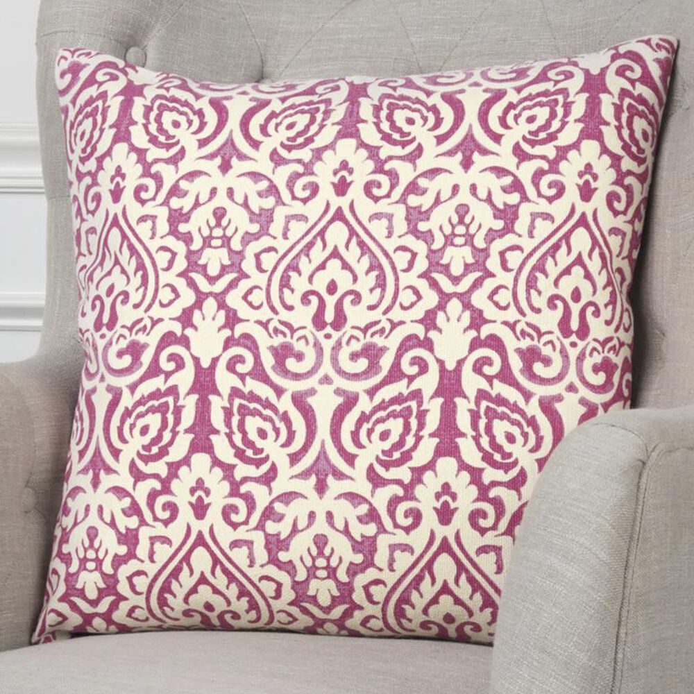 Rizzy Home 22" x 22" Damask Pillow Cover in Pink and White, , large