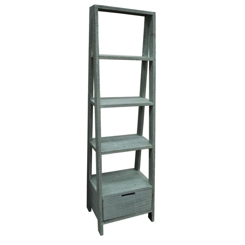Santa Fe Rustic Vertical Ladder Bookcase in Vintage Turquoise, , large