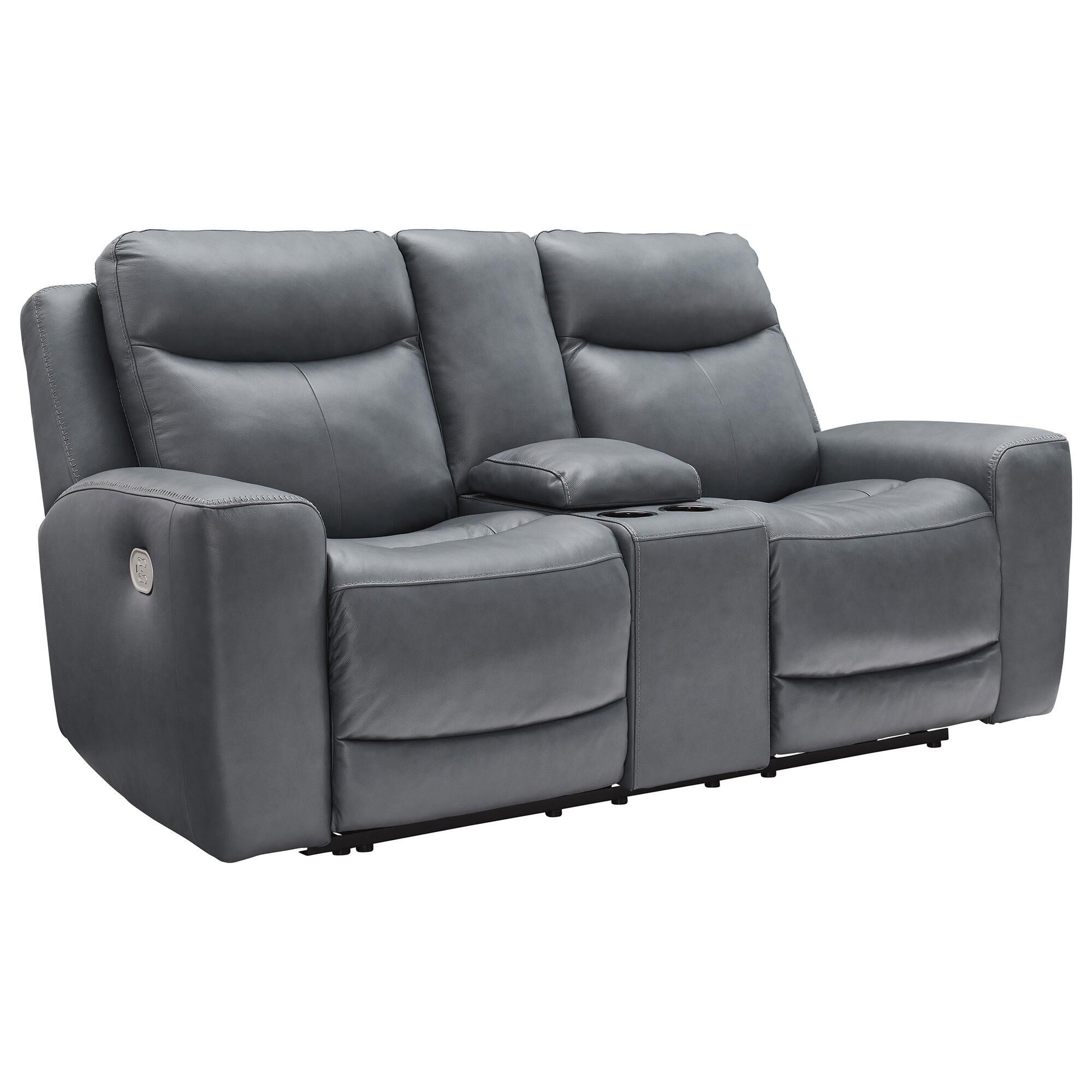Ashley Mindanao Power Reclining Loveseat in Steel