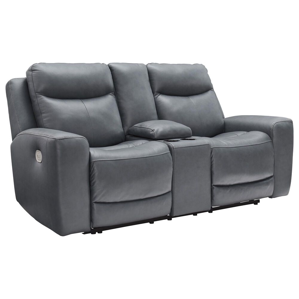 Ashley Mindanao Power Reclining Loveseat in Steel, , large