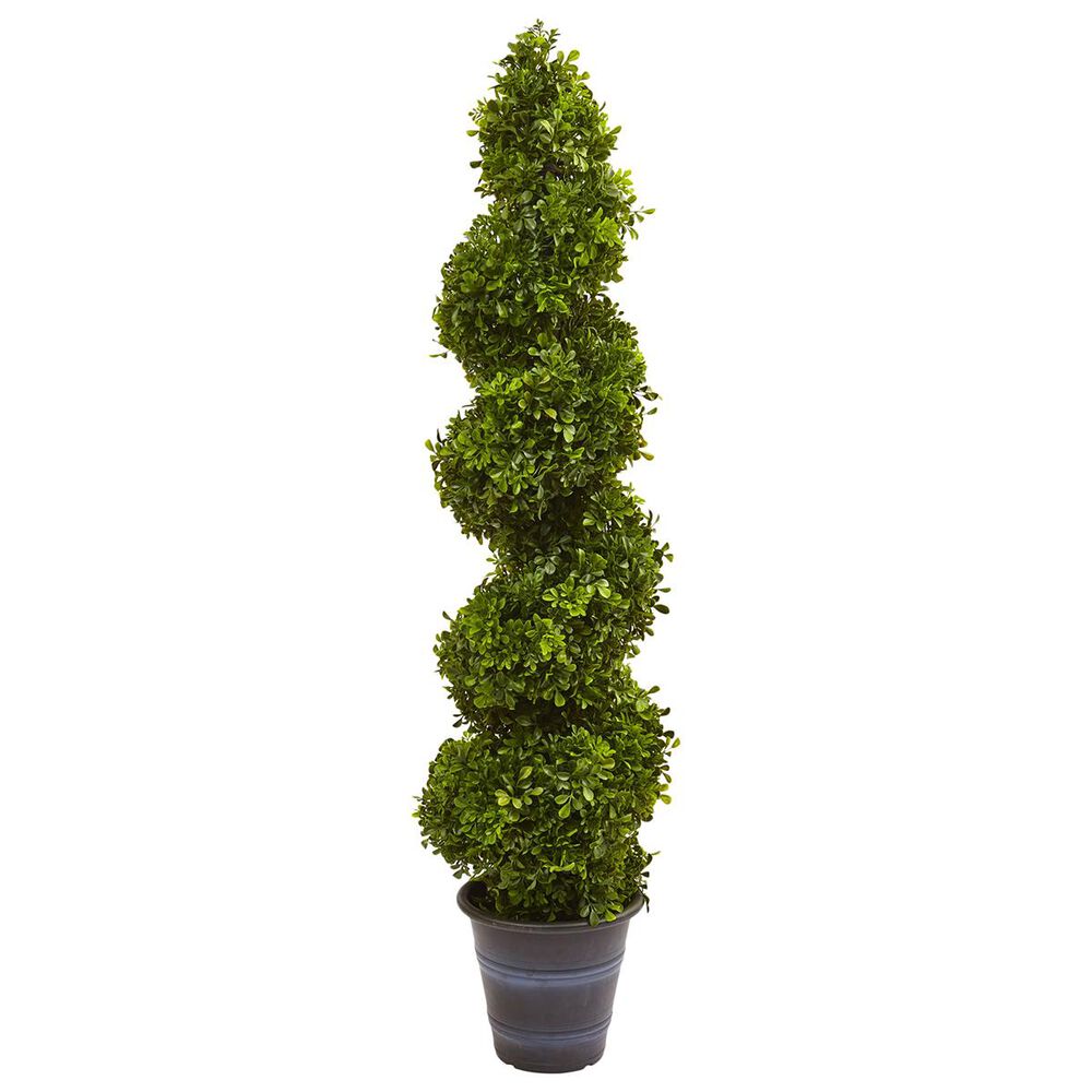 Nearly Natural Inc Boxwood Spiral Topiary with Planter, , large