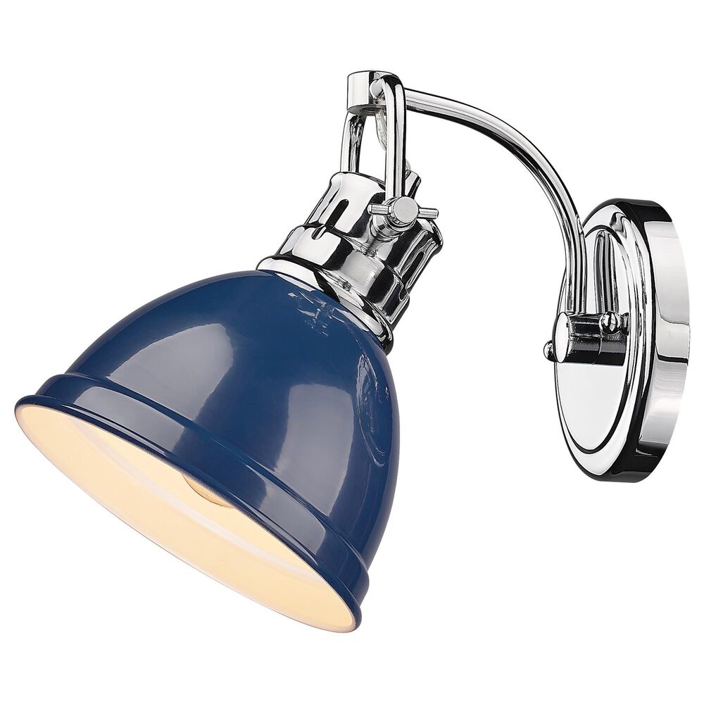 Golden Lighting Duncan 1-Light Bath Vanity with Navy Shade in Chrome, , large