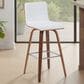 Armen Living Vienna Swivel Bar Height Stool with Snow White Upholstery in Walnut, , large