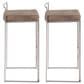 LumiSource Fuji 30" Stacker Bar Stool with Brown Cowboy Upholstery in Stainless Steel (Set of 2), , large