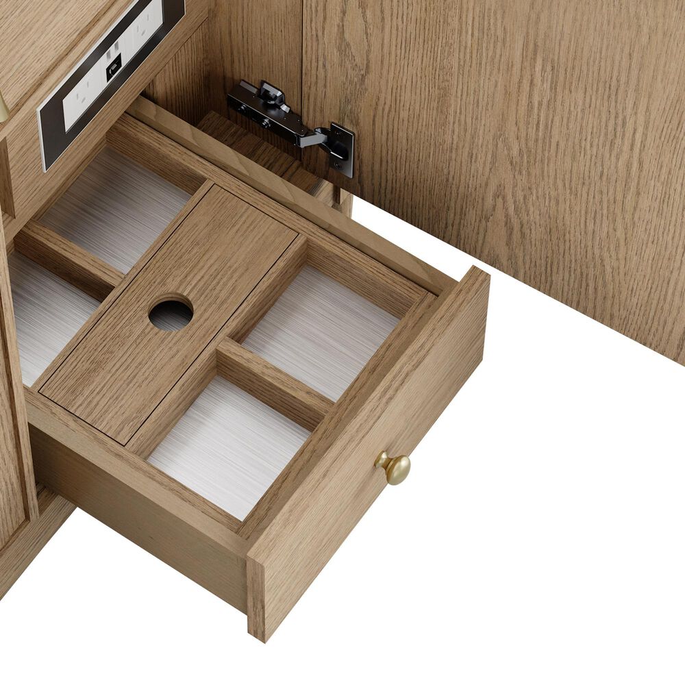 James Martin Kinnsden 36" Single Bathroom Vanity in Weathered Oak with 3 cm Carrara Marble Top and Rectangular Sink, , large