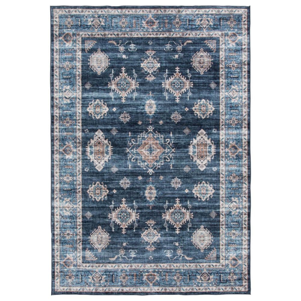 Central Oriental Rugease Velveteen Raquel Navy and Light Blue 7"6" x 9"6" Area Rug, , large