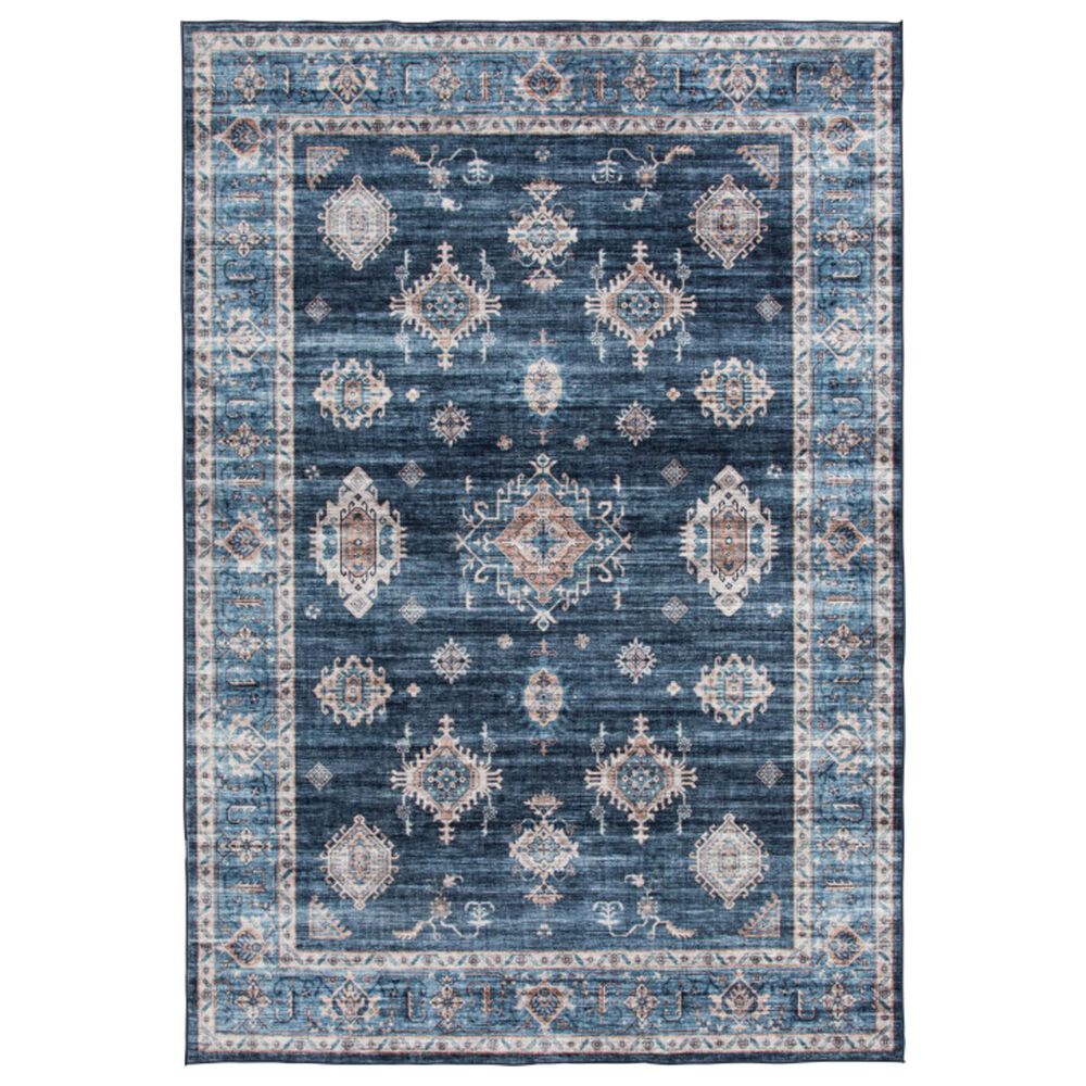 Central Oriental Rugease Velveteen Raquel Navy and Light Blue 7"6" x 9"6" Area Rug, , large